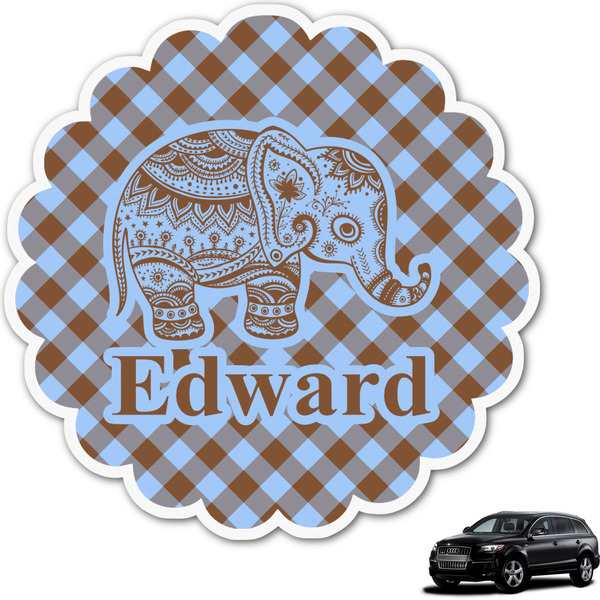 Custom Gingham & Elephants Graphic Car Decal - Custom Size (Personalized)