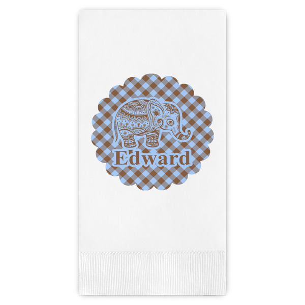 Custom Gingham & Elephants Guest Towels - Full Color (Personalized)
