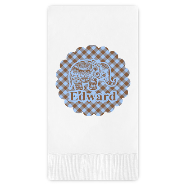 Custom Gingham & Elephants Guest Paper Towels - Full Color (Personalized)