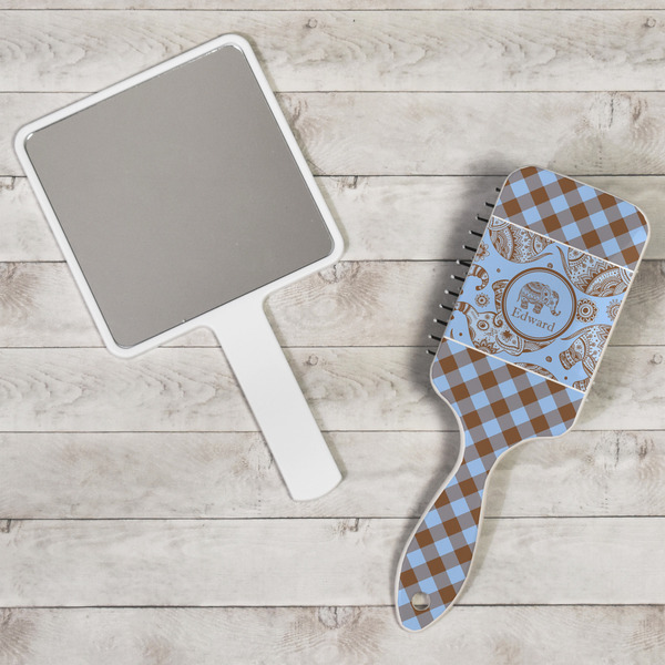 Gingham & Elephants Hair Brush - In Context