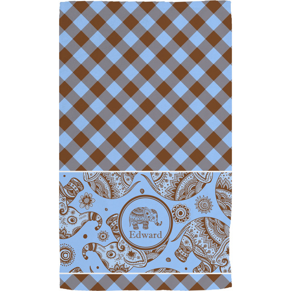 Gingham & Elephants Hand Towel (Personalized) Full