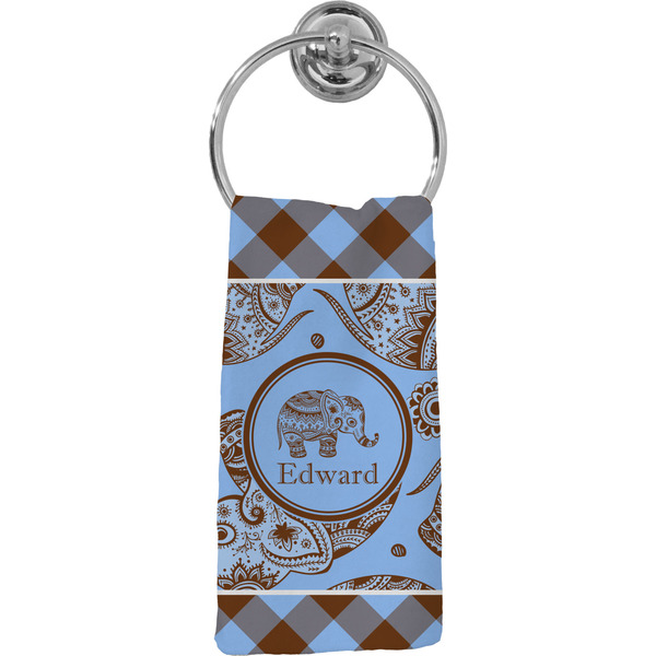 Custom Gingham & Elephants Hand Towel - Full Print (Personalized)