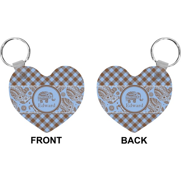 Gingham & Elephants Heart Keychain (Front + Back)