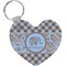 Gingham & Elephants Heart Plastic Keychain w/ Name or Text