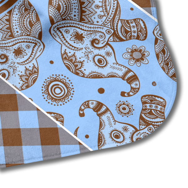 Gingham & Elephants Hooded Baby Towel- Detail Corner