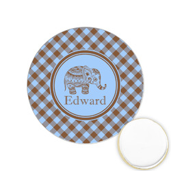 Gingham & Elephants Printed Cookie Topper - 1.25" (Personalized)