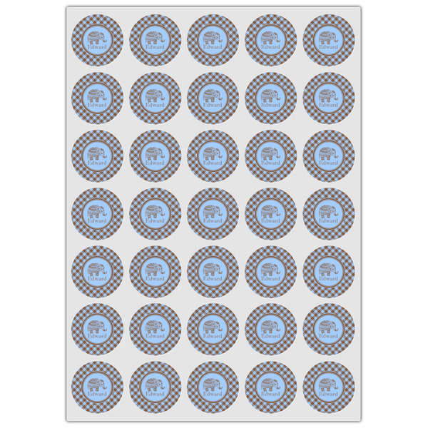 Gingham & Elephants Icing Circle - XSmall - Set of 35