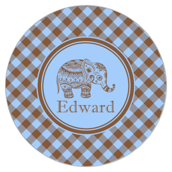 Gingham & Elephants Icing Circle - XSmall - Single