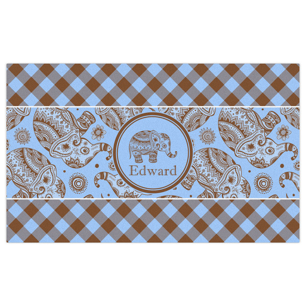 Gingham & Elephants Indoor / Outdoor Rug - 3'x5' - Front Flat
