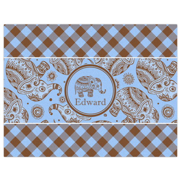 Gingham & Elephants Indoor / Outdoor Rug - 6'x8' - Front Flat