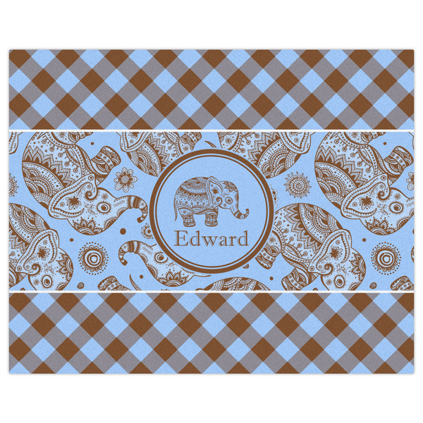 Gingham & Elephants Indoor / Outdoor Rug - 8'x10' - Front Flat