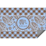 Gingham & Elephants Indoor / Outdoor Rug - 6'x8' w/ Name or Text