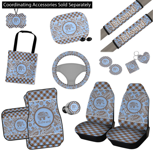 Gingham & Elephants Interior Car Accessories