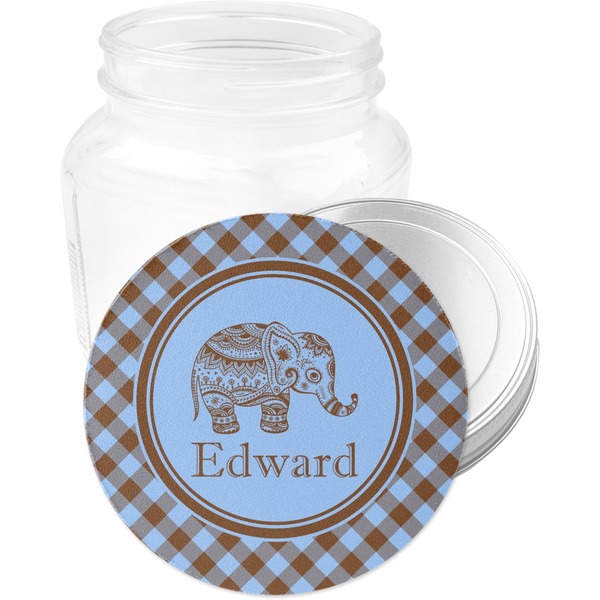 Gingham & Elephants Jar Opener - Main