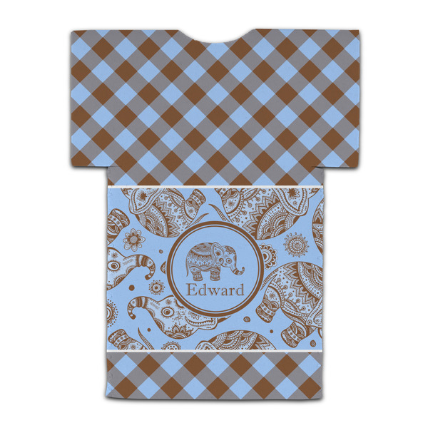 Gingham & Elephants Jersey Bottle Cooler - BACK (flat)