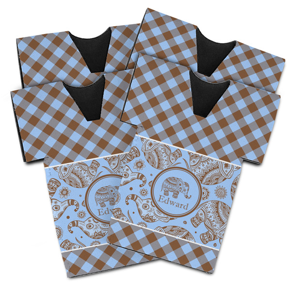 Gingham & Elephants Jersey Bottle Cooler - Set of 4 - MAIN (flat)
