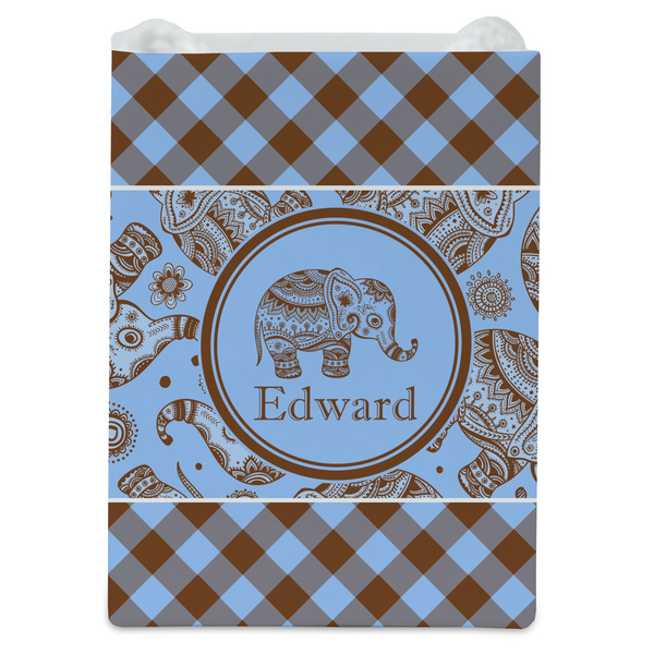 Gingham & Elephants Jewelry Gift Bag - Gloss - Front