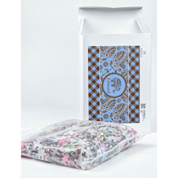 Gingham & Elephants Jigsaw Puzzle 1014 Piece - Box