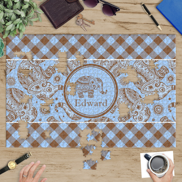 Gingham & Elephants Jigsaw Puzzle 1014 Piece - In Context