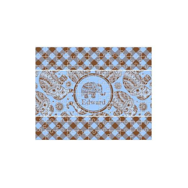 Custom Gingham & Elephants 110 pc Jigsaw Puzzle (Personalized)