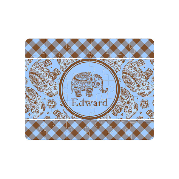 Custom Gingham & Elephants Jigsaw Puzzles (Personalized)