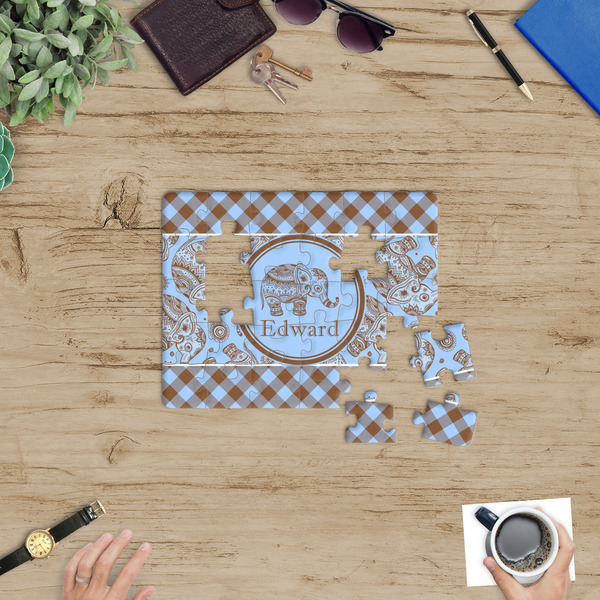 Gingham & Elephants Jigsaw Puzzle 30 Piece - In Context