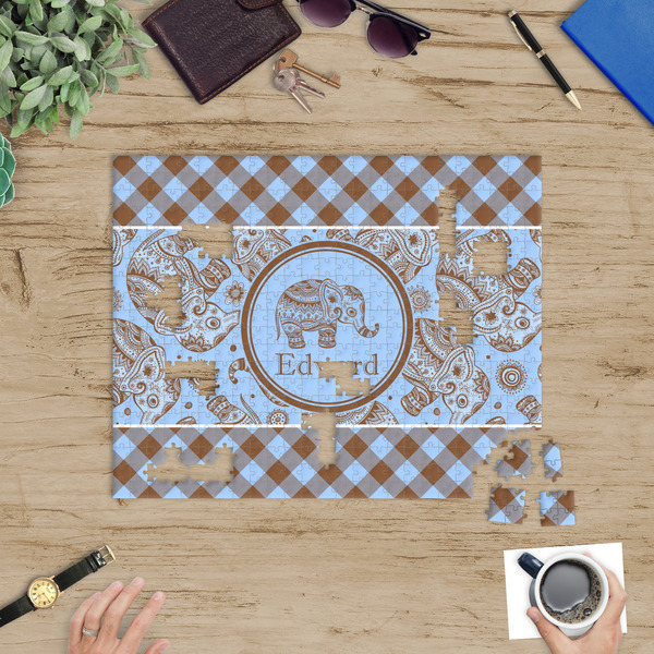 Gingham & Elephants Jigsaw Puzzle 500 Piece - In Context