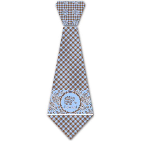Custom Gingham & Elephants Iron On Tie - 4 Sizes w/ Name or Text