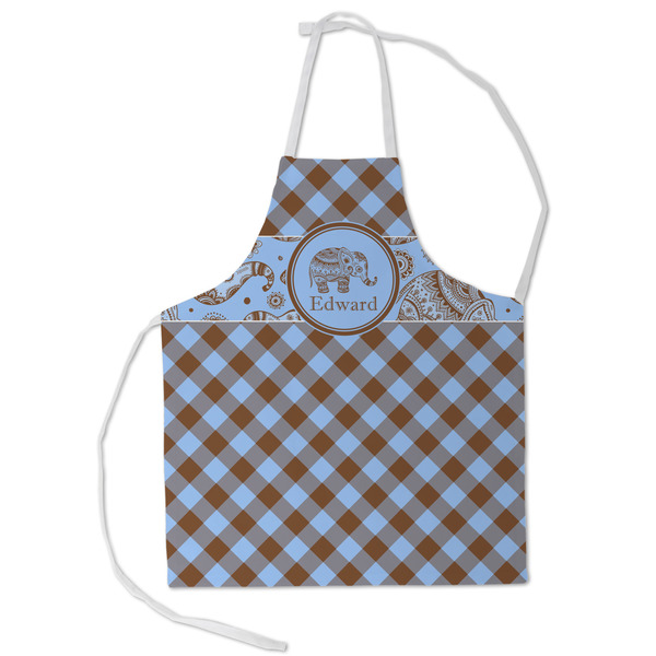 Custom Gingham & Elephants Kid's Apron - Small (Personalized)