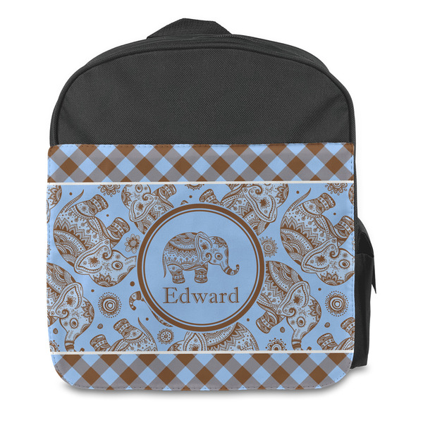 Gingham & Elephants Kids Backpack - Front