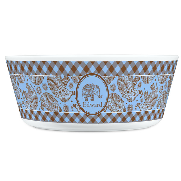 Gingham & Elephants Kids Bowls - FRONT