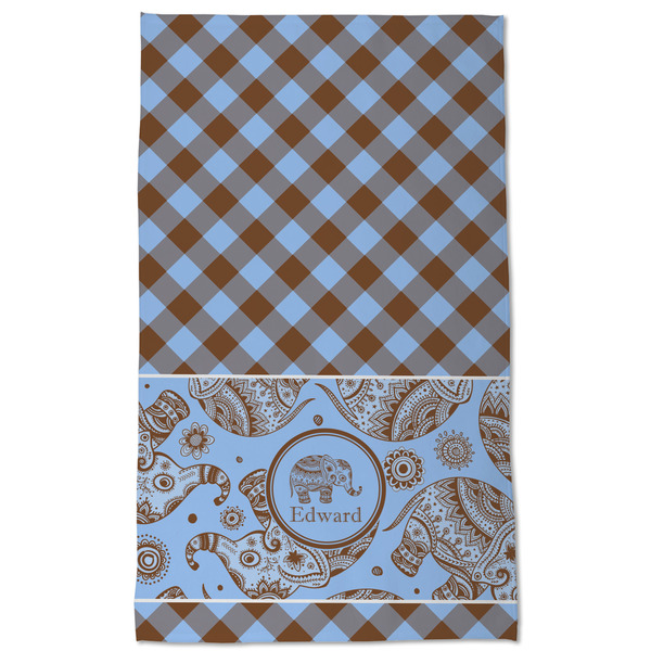 Gingham & Elephants Kitchen Towel - Poly Cotton - Full Front