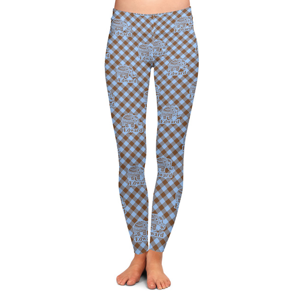 Custom Gingham & Elephants Ladies Leggings - Small (Personalized)