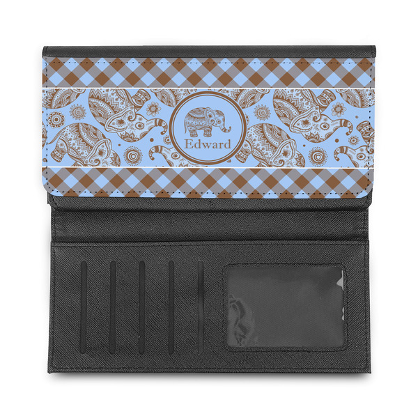 Gingham & Elephants Ladies Wallet - Half Way Open
