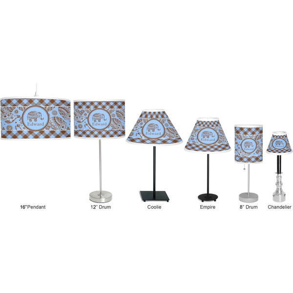 Gingham & Elephants Lamp Full View Size Comparison