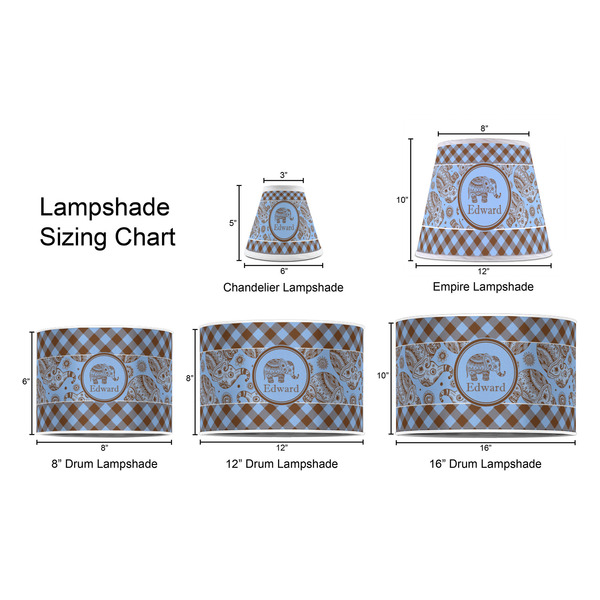 Gingham & Elephants Lampshade Sizing Chart