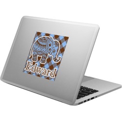 Gingham & Elephants Laptop Decal (Personalized)