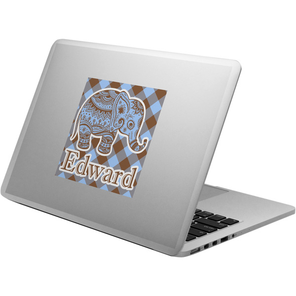 Custom Gingham & Elephants Laptop Decal (Personalized)