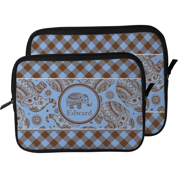 Gingham & Elephants Laptop Sleeve (Size Comparison)
