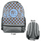 Gingham & Elephants Large Backpack - Gray - Front & Back View
