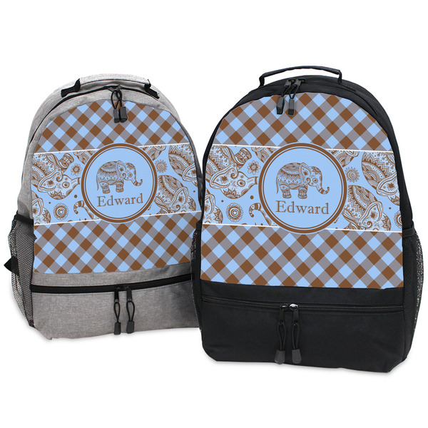 Gingham & Elephants Large Backpacks - Both