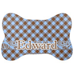 Gingham & Elephants Bone Shaped Dog Food Mat (Personalized)