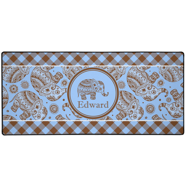 Custom Gingham & Elephants Gaming Mouse Pad (Personalized)