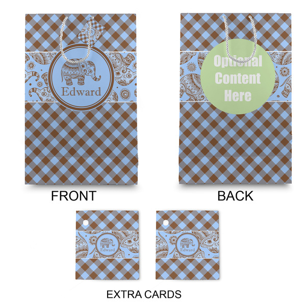 Gingham & Elephants Large Gift Bag - Approval