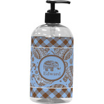 Gingham & Elephants Plastic Soap / Lotion Dispenser (16 oz - Large - Black) (Personalized)
