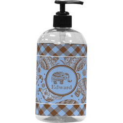 Gingham & Elephants Plastic Soap / Lotion Dispenser (Personalized)