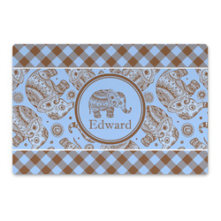 Gingham & Elephants Large Rectangle Car Magnet (Personalized)