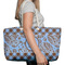 Gingham & Elephants Large Rope Tote Bag - In Context View