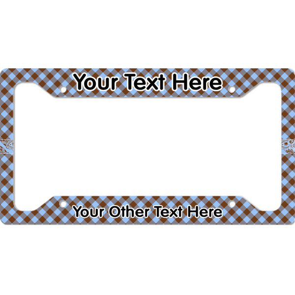 Custom Gingham & Elephants License Plate Frame - Style A (Personalized)