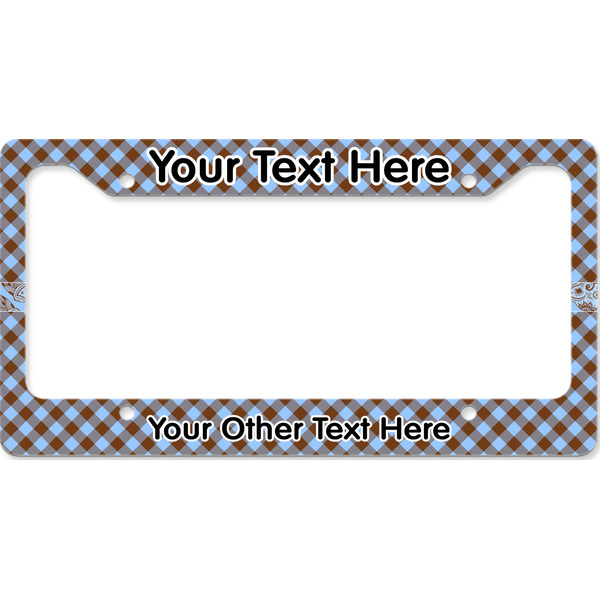 Custom Gingham & Elephants License Plate Frame - Style B (Personalized)